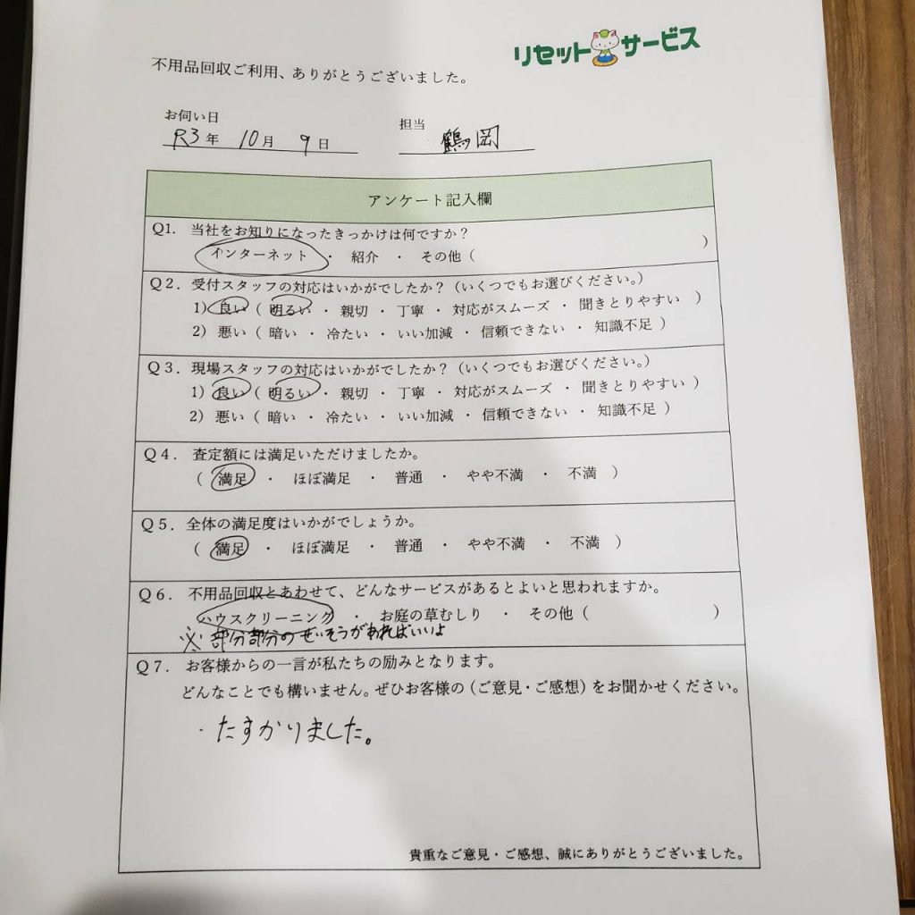 松山市高砂町、片付けに伴う不用品回収